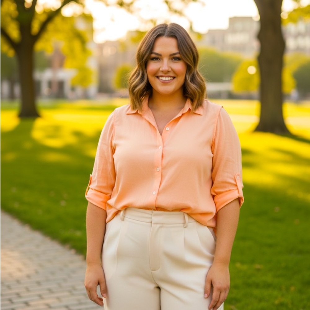 Vigoss Peach Button-Up Women's Shirt